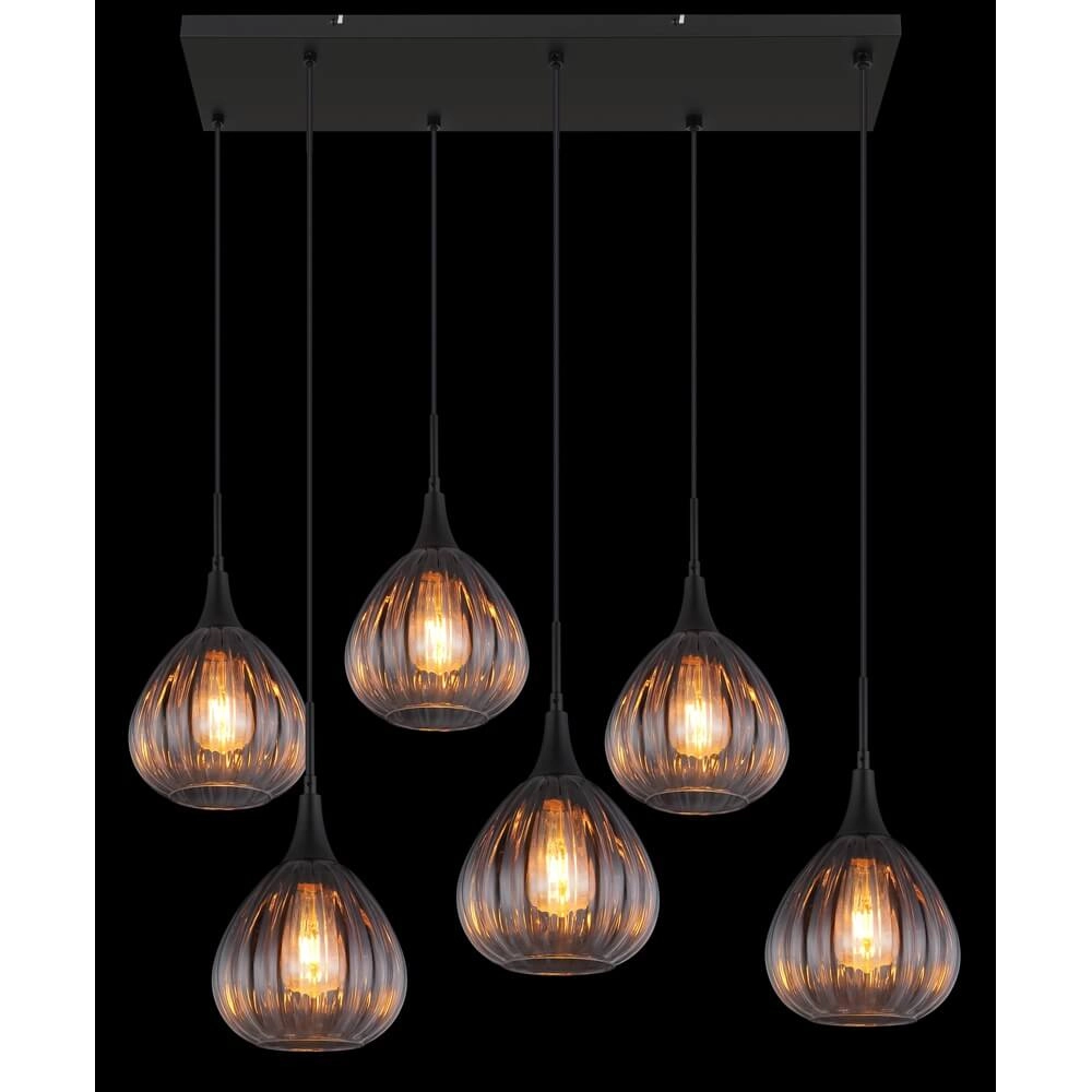 Schwarze Pendelleuchte Olsen 6-flammig Globo 9007371447817