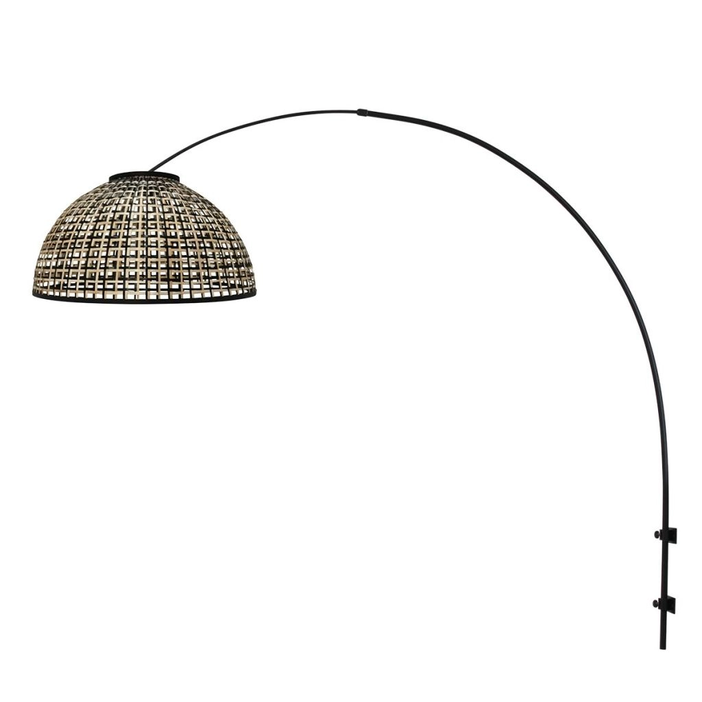 Schwarze Wandlampe Nox Light mit Bambusschatten Ø60 cm Steinhauer 8712746182019