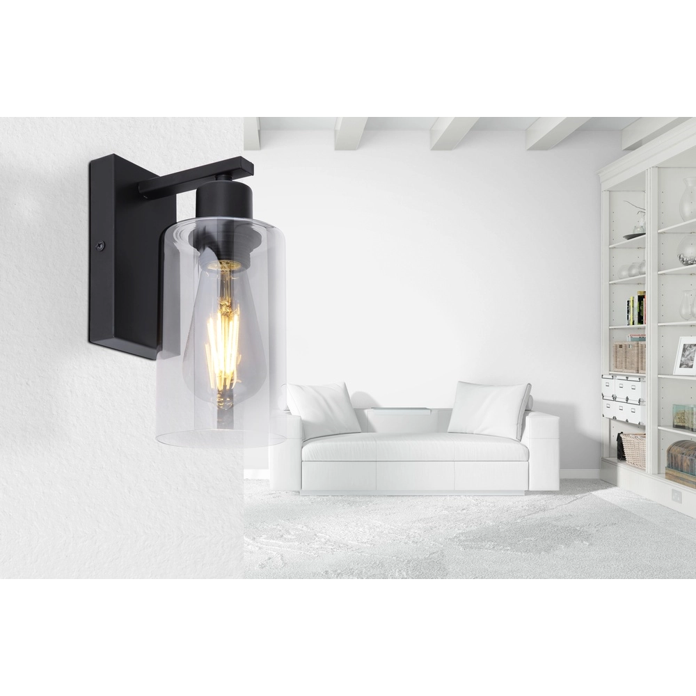 Schwarze Wandlampe Hadera mit Rauchglas Globo 9007371402847