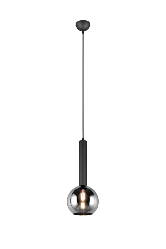 Hängelampe Clayton schwarz mit Rauchglas