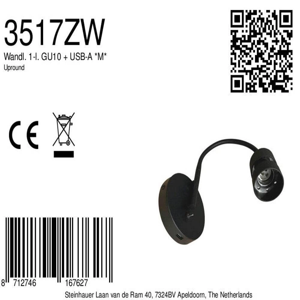 Wandleuchte Upround mit USB-A-Anschluss Steinhauer 8712746167627