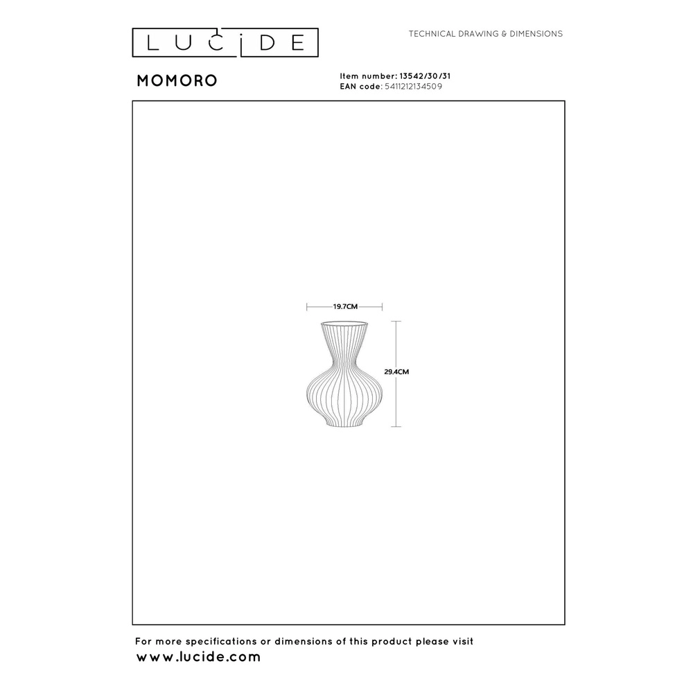 Tischlampenvase Momoro Weiß Lucide 5411212134509