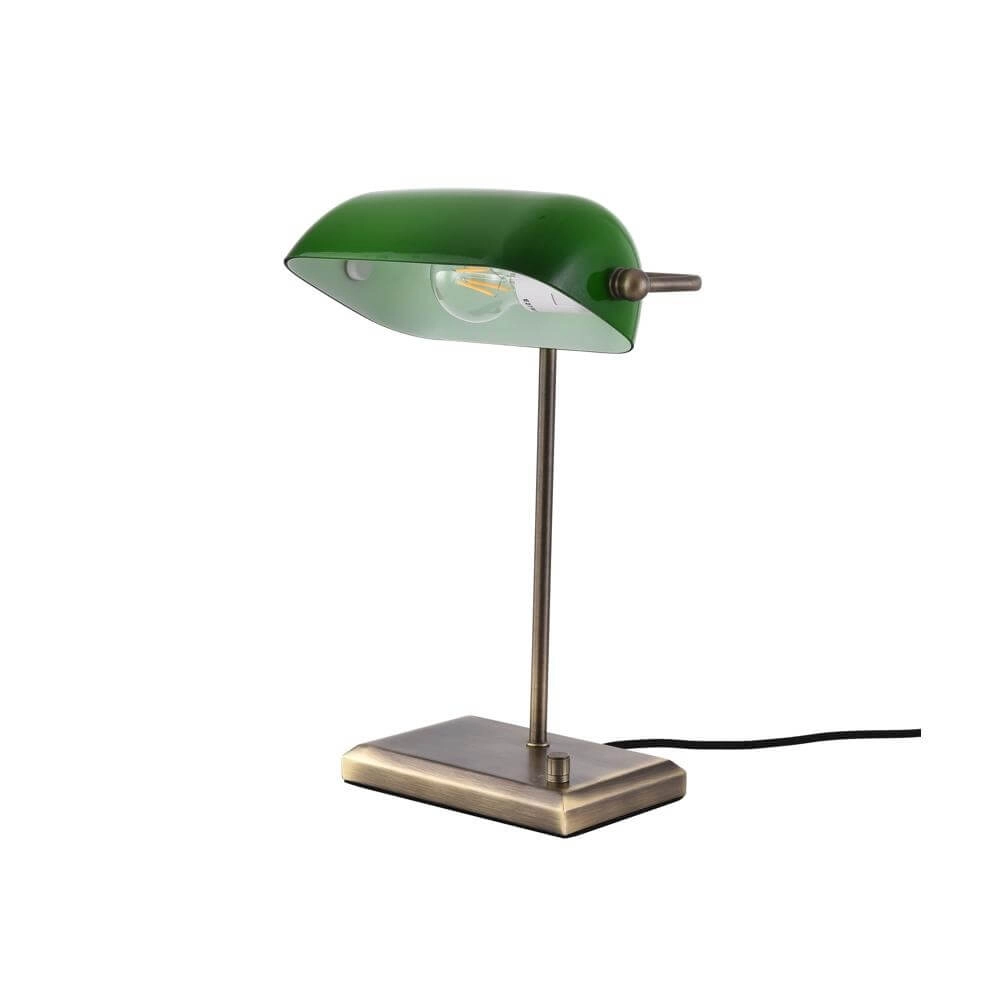 Klassische Bankerlampe Oxford Bronze mit Grün Artdelight 8720701100145