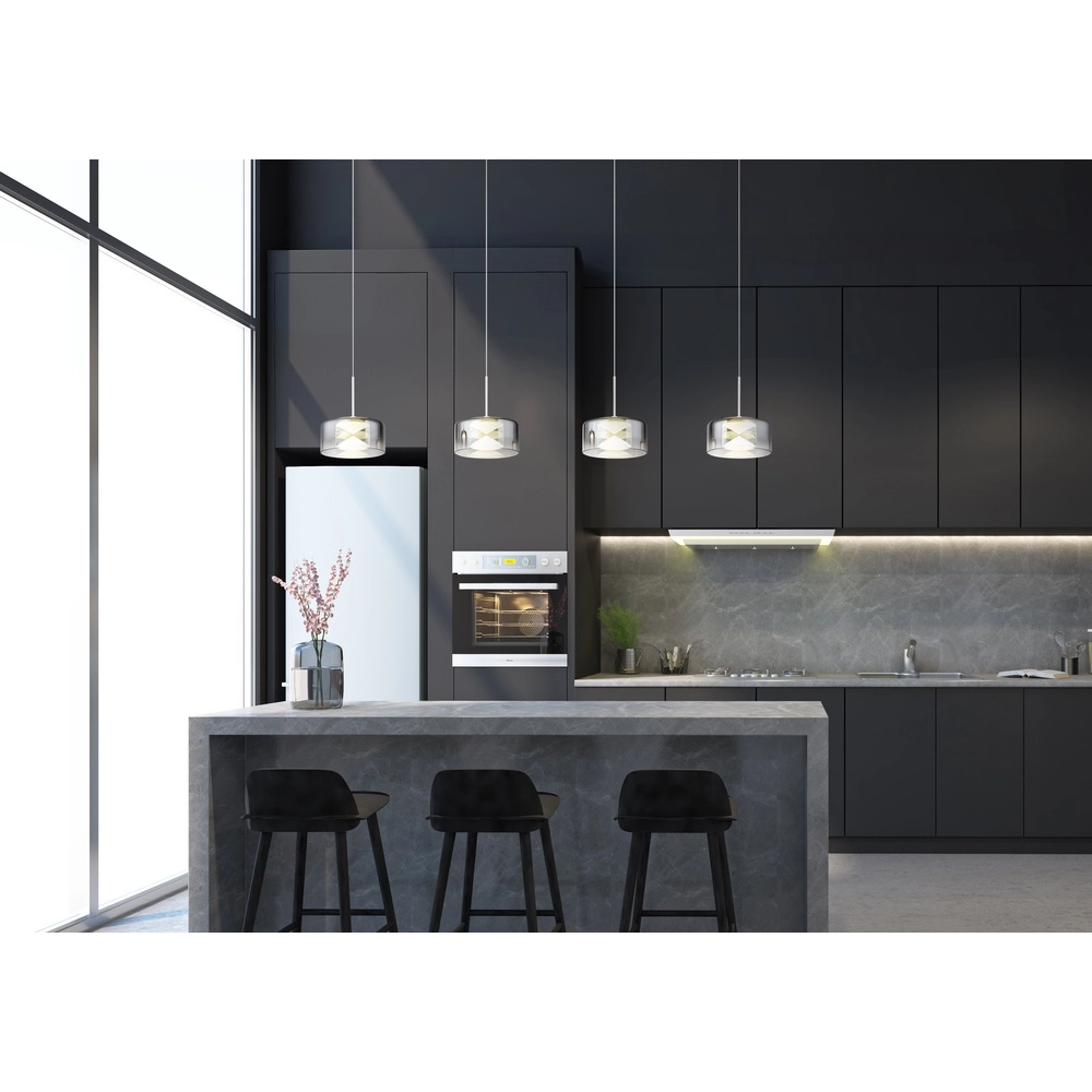 Design-Pendellampe Belinda 4-Licht weiß mit Rauchglas Globo 9007371566372
