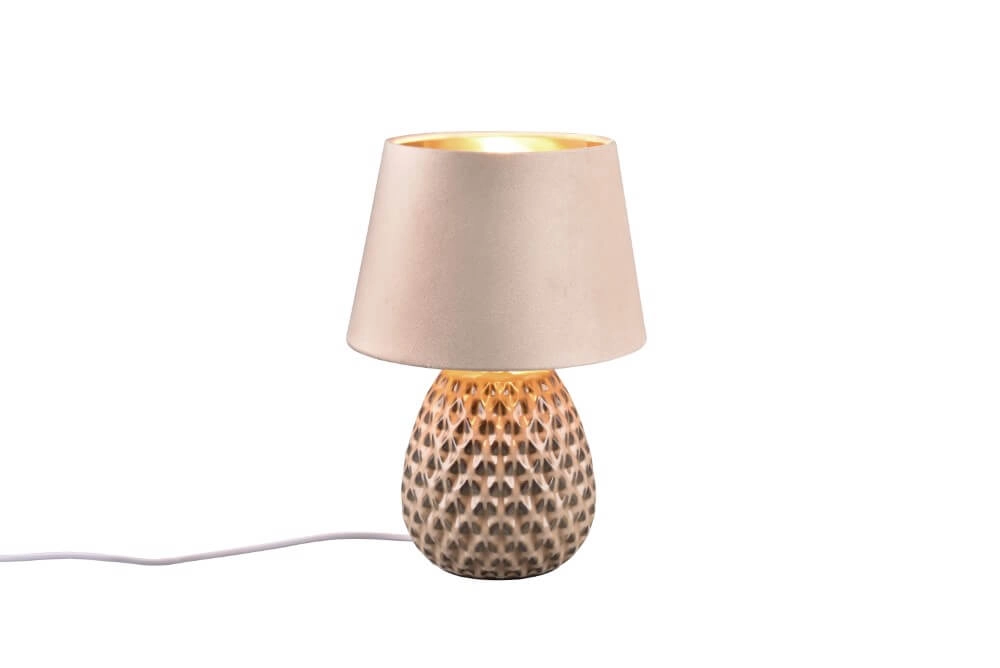 Braune Tischlampe Ariana mit taupefarbenem Farbton M Trio 4017807574685