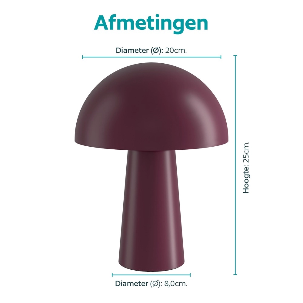 Tischlampe Bufalara Burgunderrot