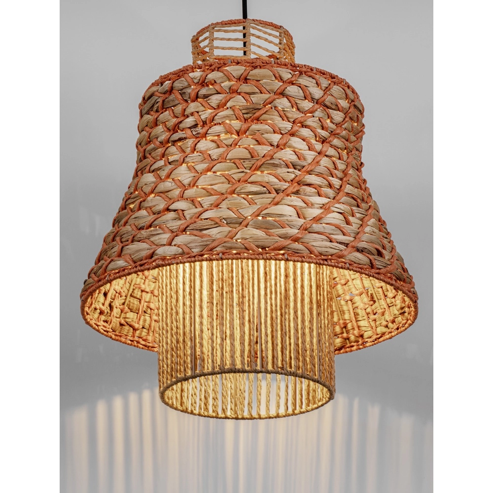 Rattan Pendelleuchte Mande Braun mit Orange Lyora 5212017477378