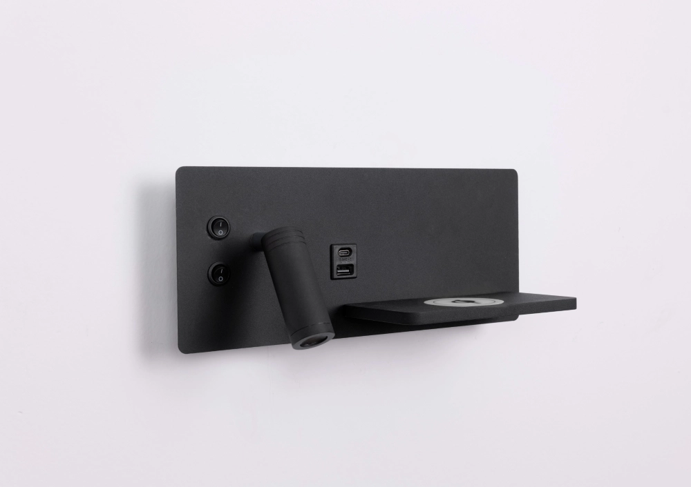 Nachttischlampe Charge Links schwarz mit kabellosem Ladegerät Artdelight 8720701103672