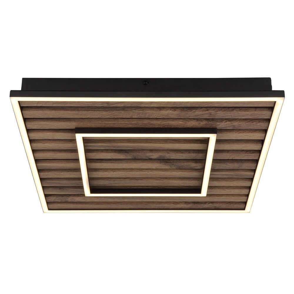 Deckenlampe Woody schwarz mit Holzquadrat Globo 9007371510573