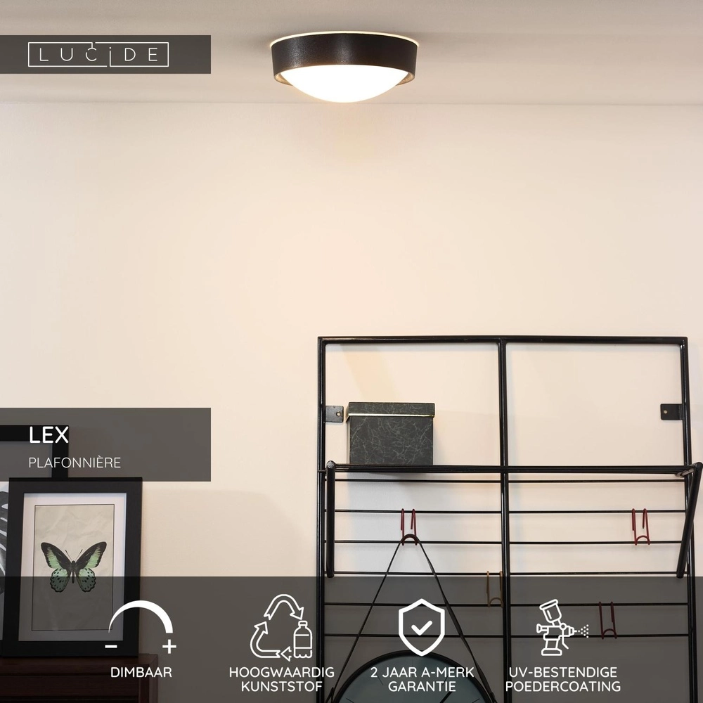 Deckenlicht Lex Ø 25 cm schwarz Lucide 5411212082299