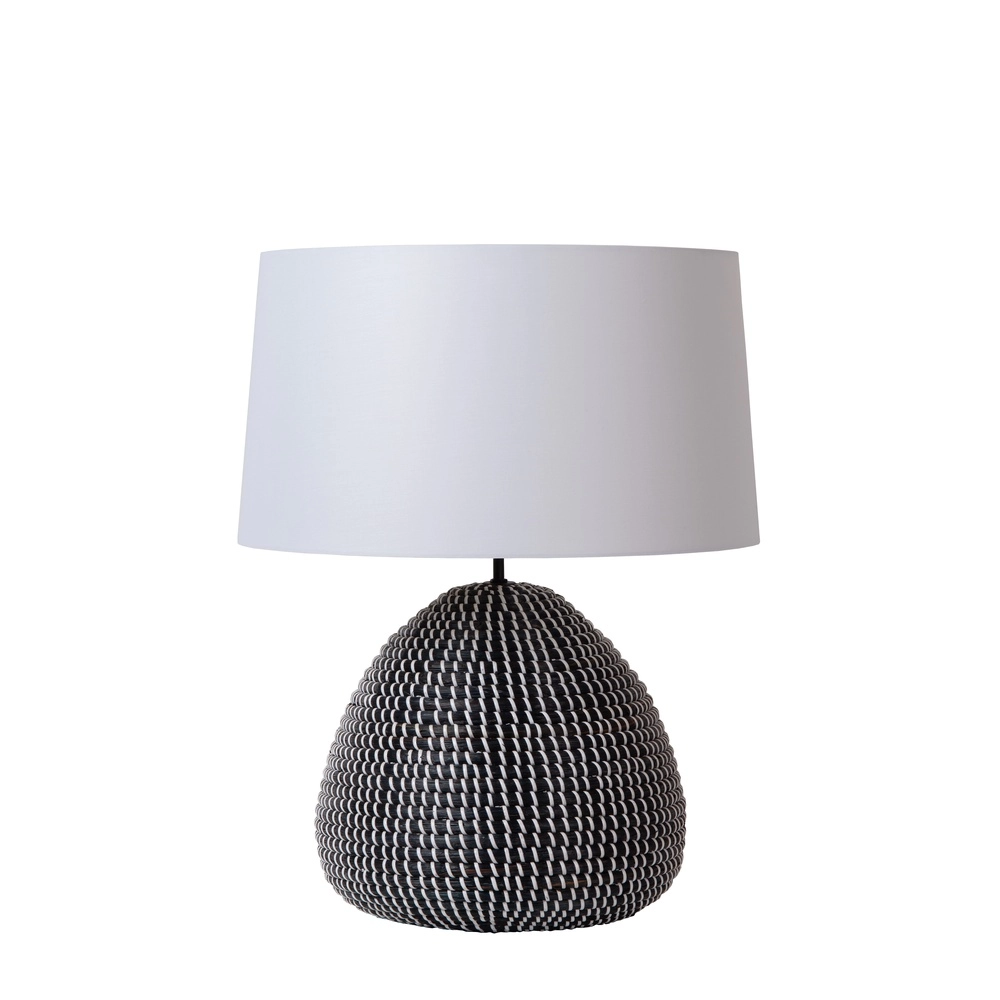 Seegras-Tischlampe Maduka Ø 45cm – schwarz mit weißem Farbton Premium by Lucide 5411212106070
