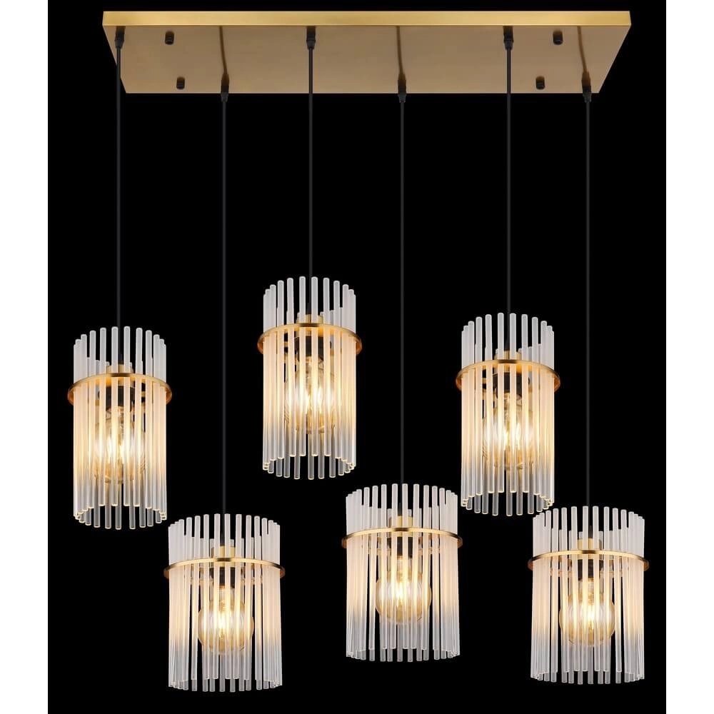 Goldene Pendelleuchte Gorley mit Glas 6-flammig Globo 9007371462957