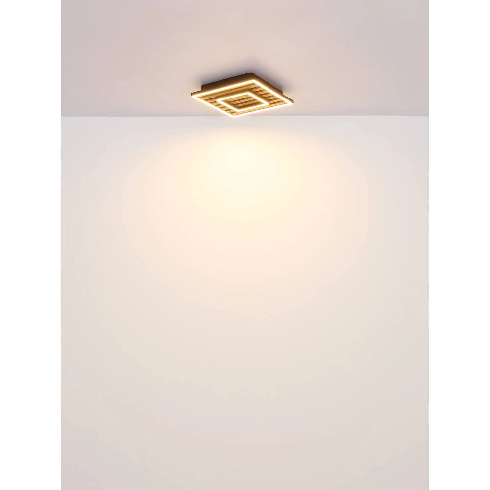 Deckenlampe Woody schwarz mit Holzquadrat Globo 9007371510573