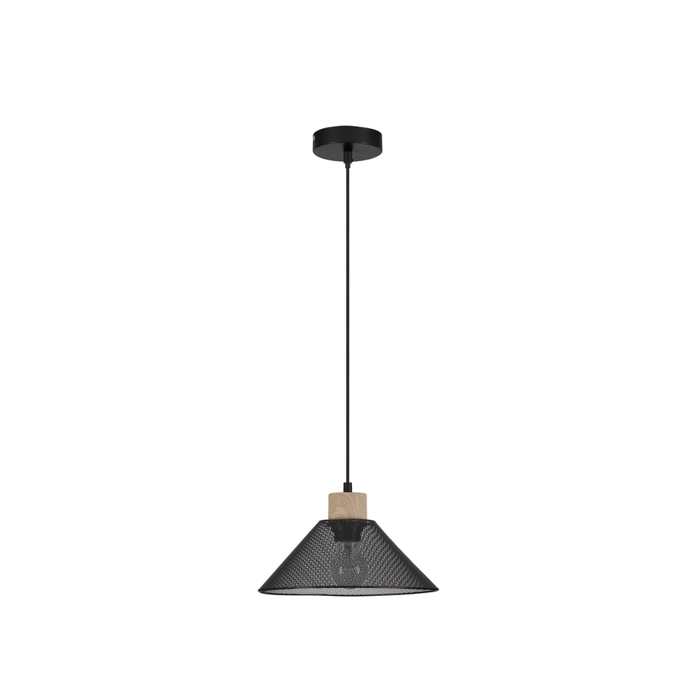 Design-Pendelleuchte Ian schwarz mit Holz Lyora 5212017436245