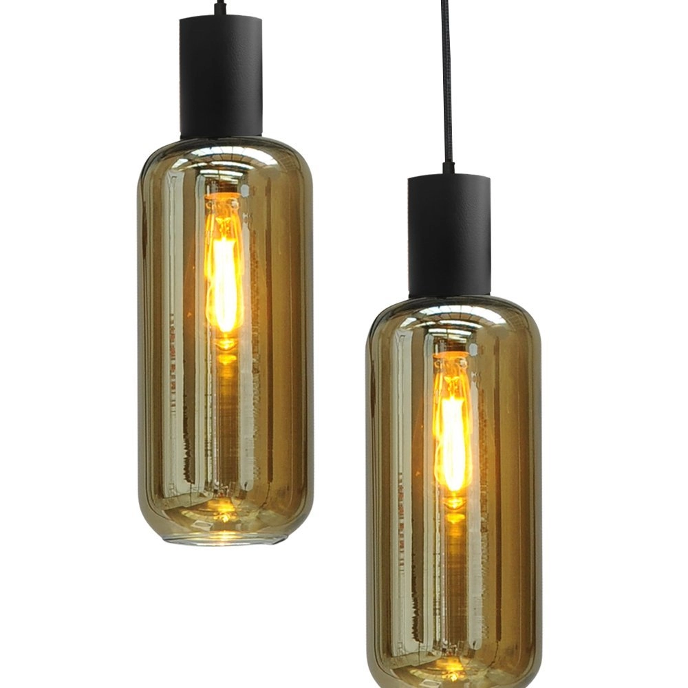 Schwarze Esszimmer-Hängelampe Bounty 6-flammiges zylindrisches Glas Masterlight 8718121247922