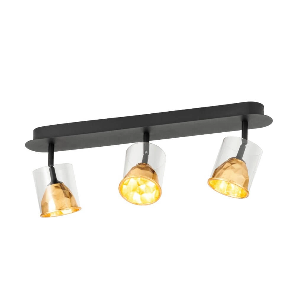 Schwarze Deckenleuchte Melito mit goldenen 3-Lichtern Stars of Light 9002759395759