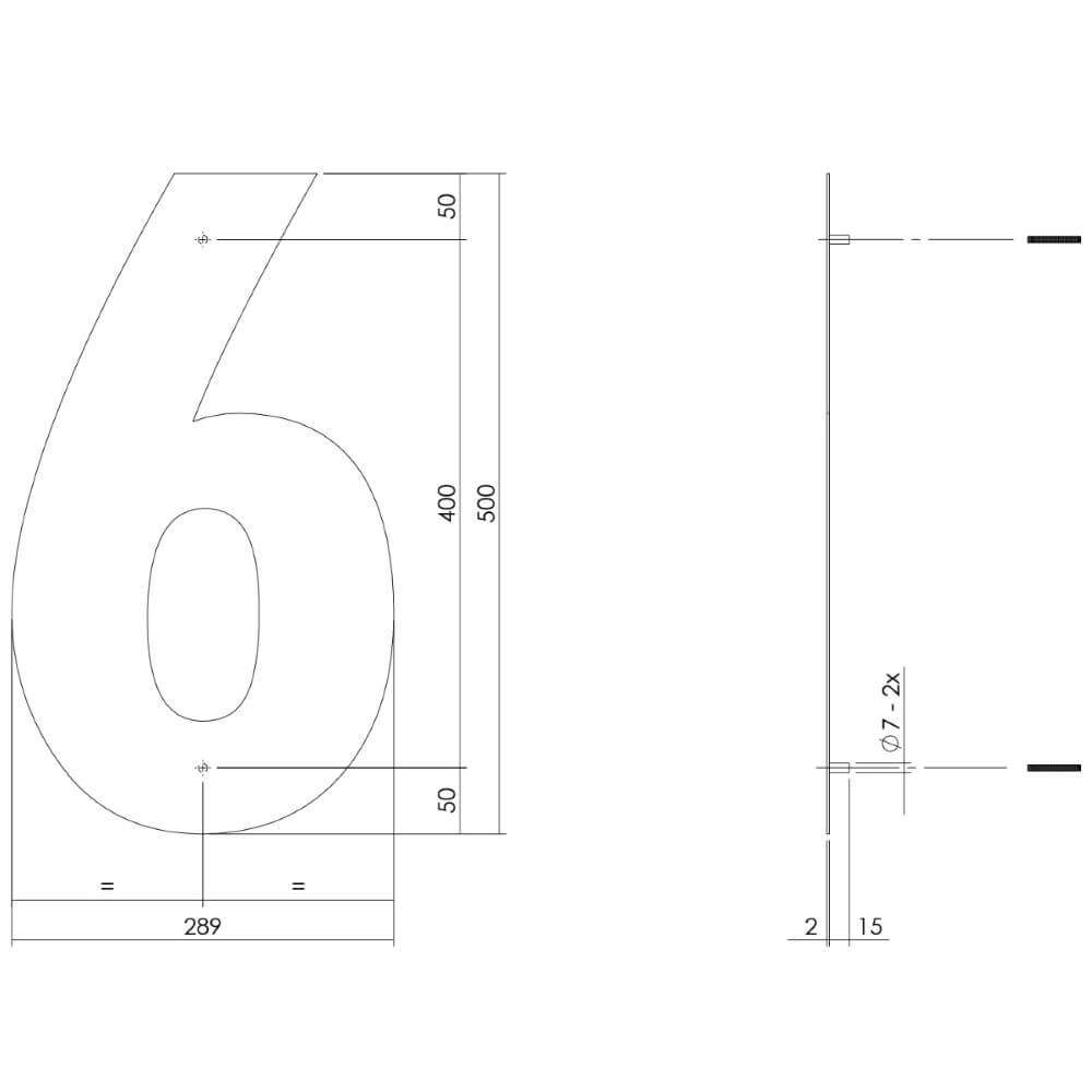 Hausnummer 6 XXL Numbra 50cm Edelstahl Intersteel 8714186503232