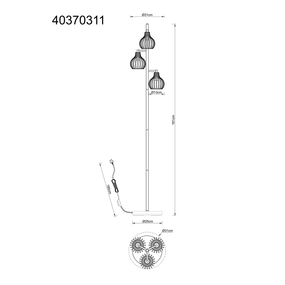 3-Licht Stehlampe Mateo Rostbraun Globo 9007371569236