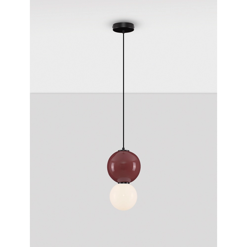 Pendelleuchte Noesis Ø 18cm burgunderrot mit weiß Lyora 5212017483669
