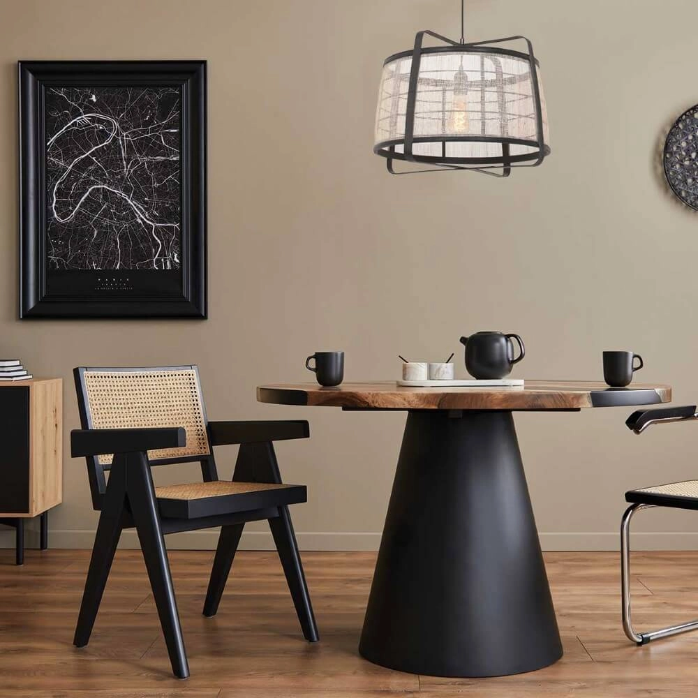 Schwarze Hängelampe aus Holz Capors Ø 48cm Steinhauer 8712746166637