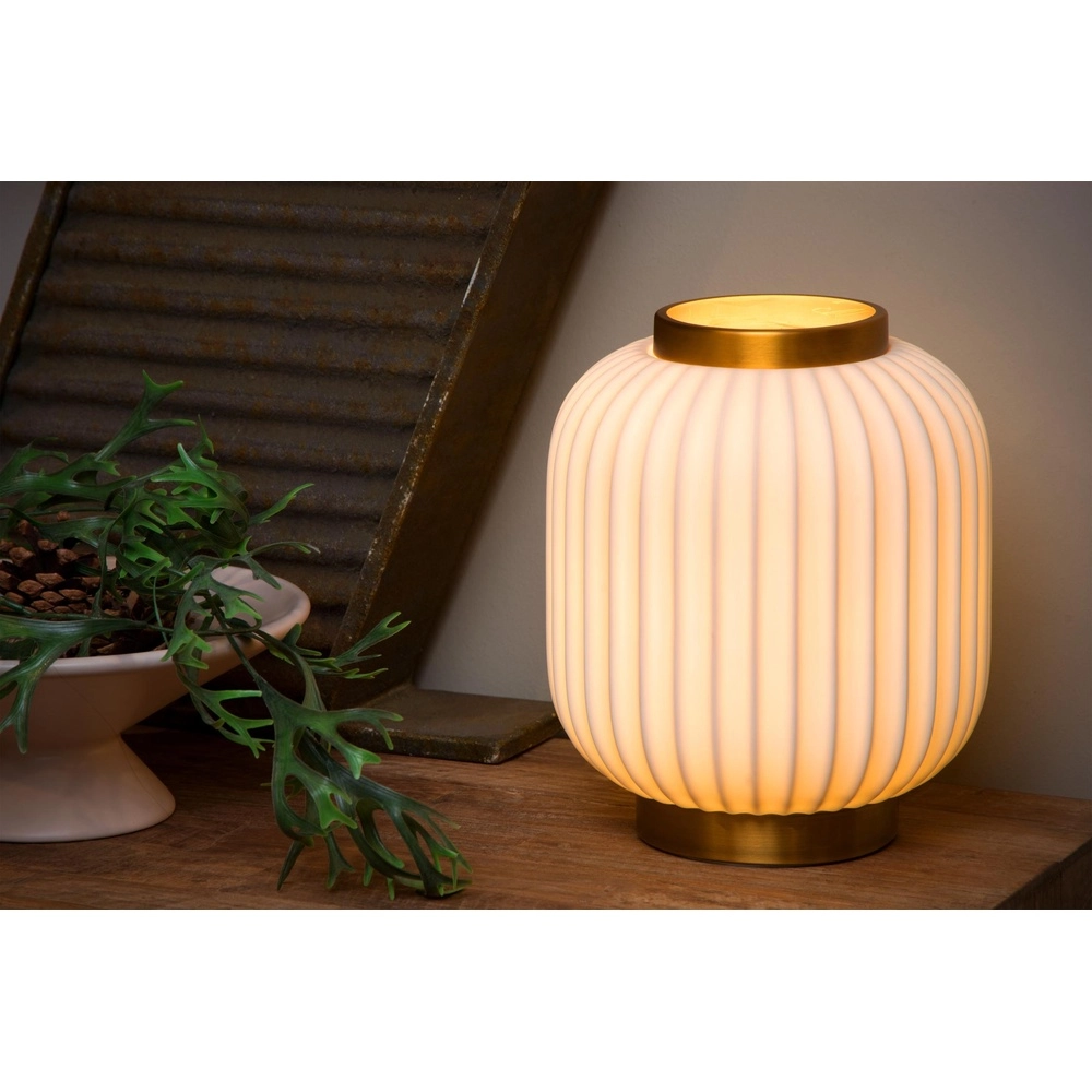 Design-Tischlampe Gosse Gold mit Weiß Lucide 5411212134158