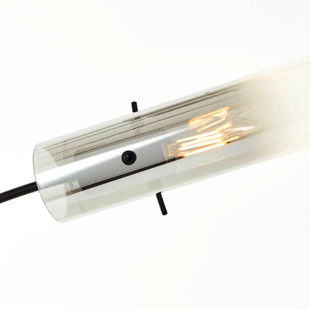 Stehlampe Glasini schwarz mit Rauchglas Brilliant 4004353429545