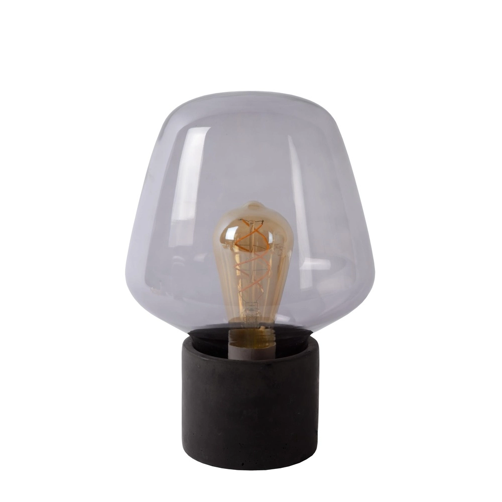 Tischlampe Becky Schwarz mit Rauchglas
