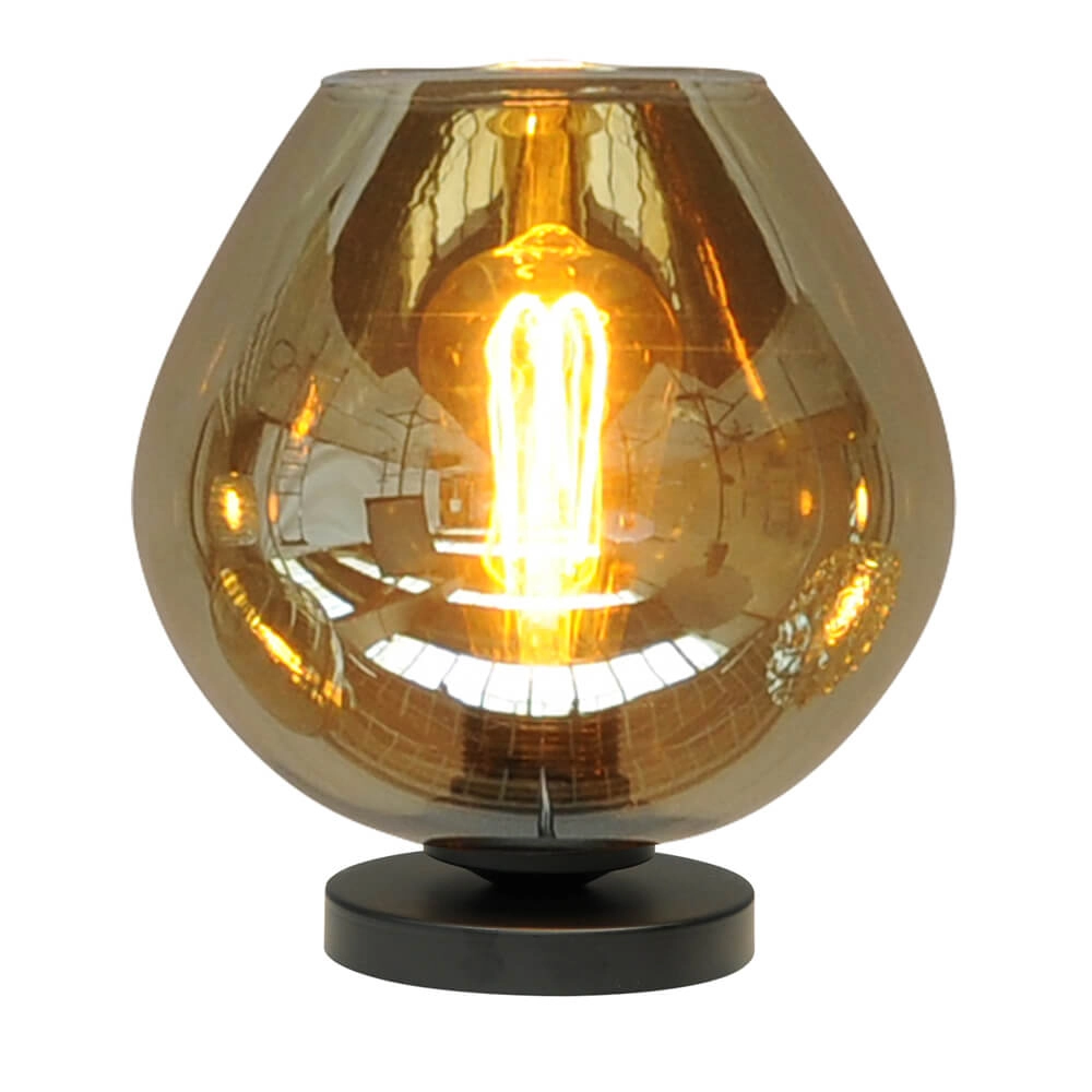 Schwarze Tischlampe Quinto 24cm mit Rauchglas Masterlight 8718121214641
