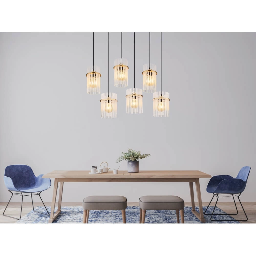 Goldene Pendelleuchte Gorley mit Glas 6-flammig Globo 9007371462957