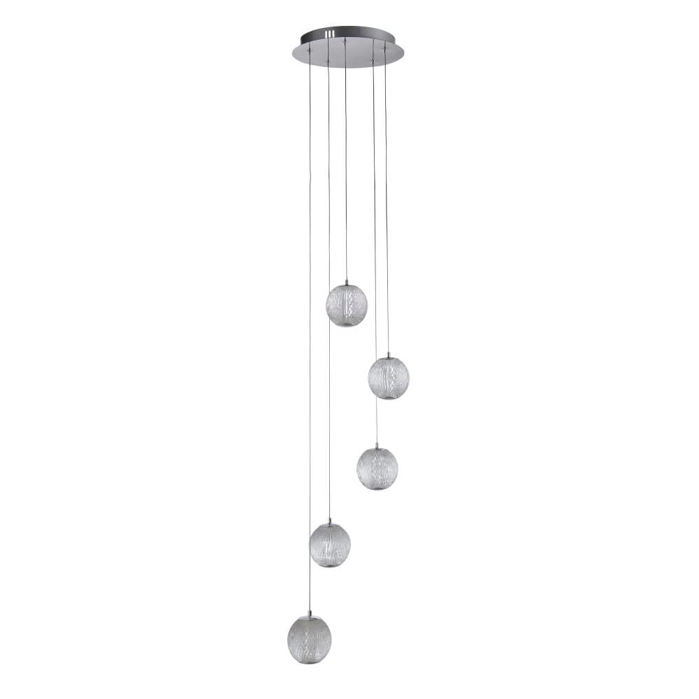 Hängelampe mit 5 Leuchten Allure Chrom rund