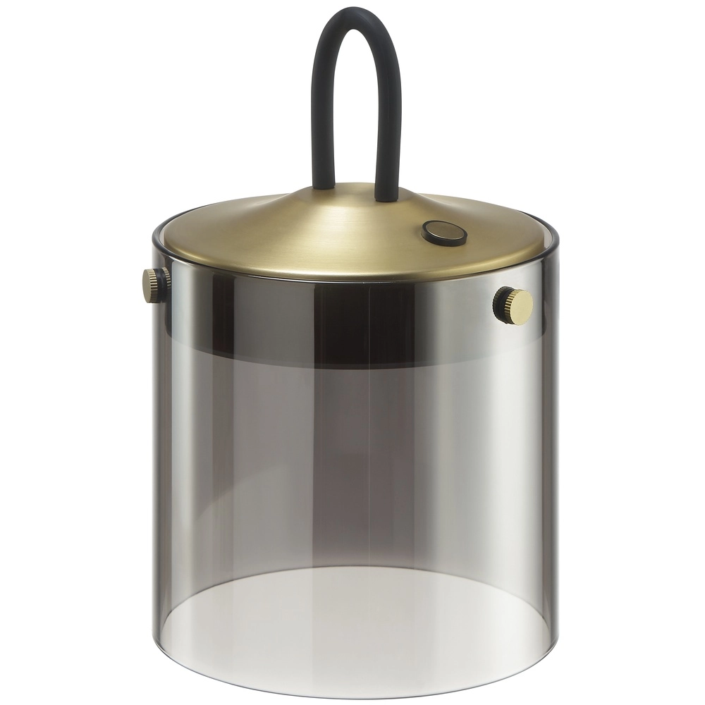 Tischlampe Lumeo Messing mit Rauchglas Ø 13 cm Brilliant 4004353463594