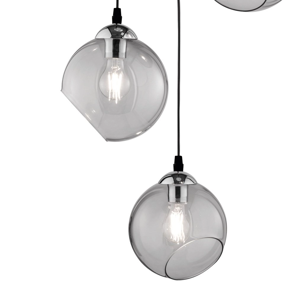 Kugellampe Clooney 3x Ø20cm chrom mit Rauchglas Trio 4017807407648