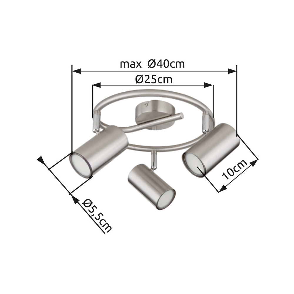 3-Licht Deckenlampe Allvi Nickel Globo 9007371445776