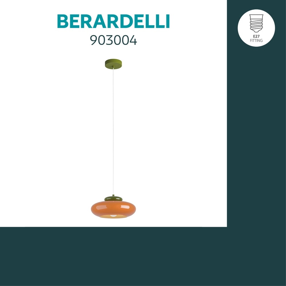 Design-Pendellampe Berardelli Orange mit grünem Ø 32 cm
