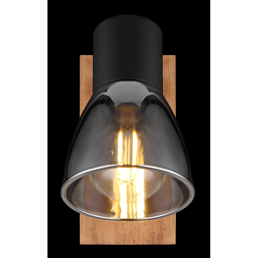 Wandlampe Claude Schwarz mit Holz Globo 9007371440207