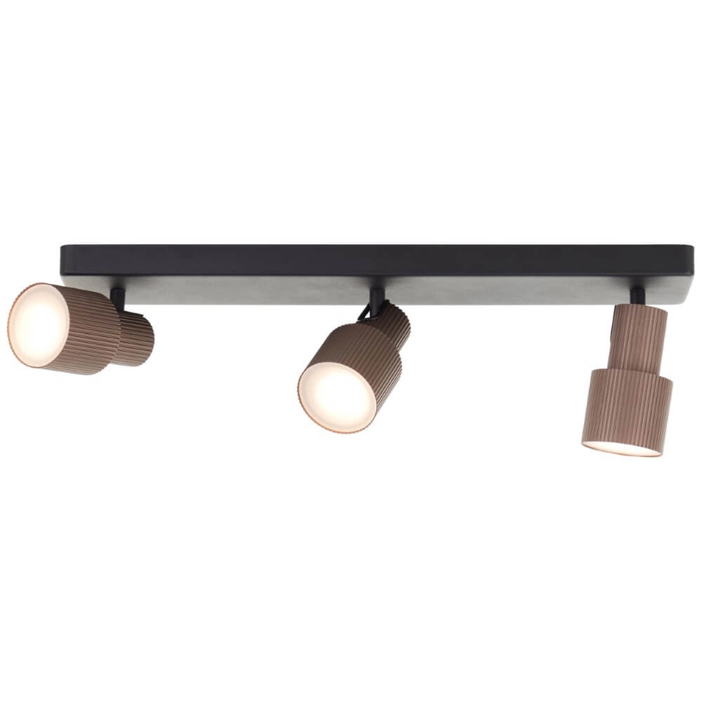3-flammiger Aufbaustrahler Cadiz Schwarz mit Bronze Brilliant 4004353441288