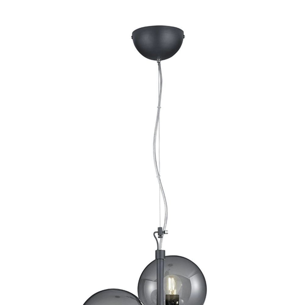Pendelleuchte Pure 3 Lichtschwarz mit Rauchglas Trio 4017807433067