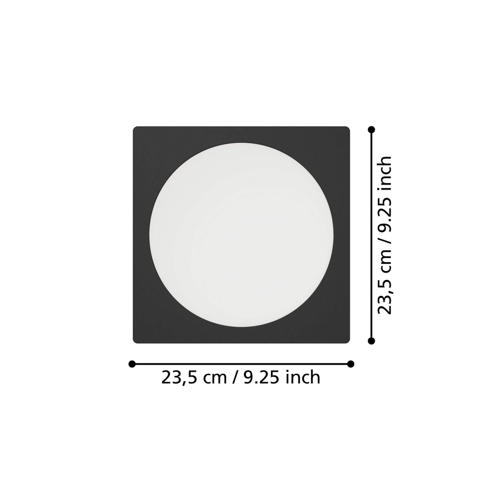 Einbaulampe Fueva 6 Quadrat – Schwarz – 21,6x21,6 cm Eglo 9008606330737