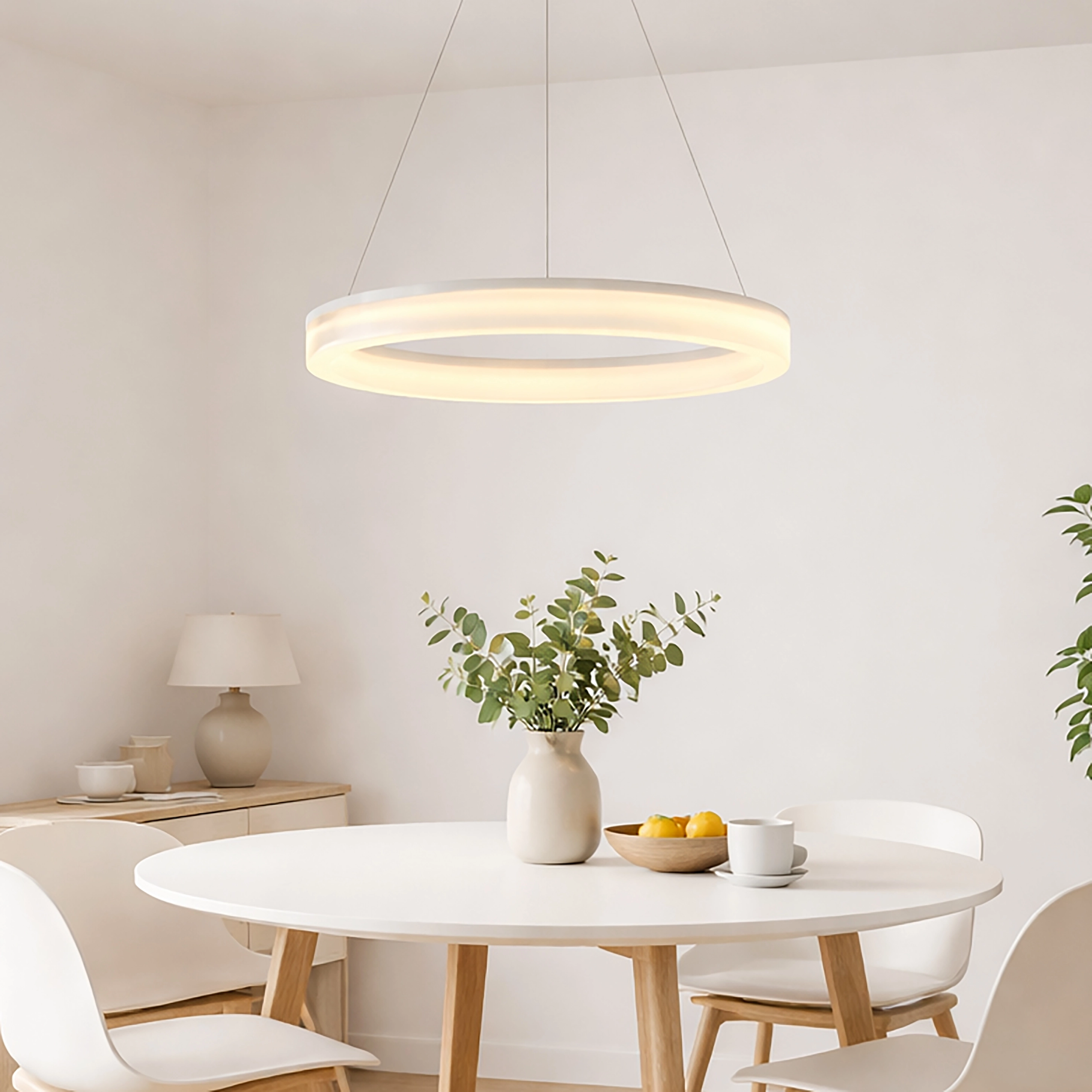 Elegante Pendellampe Ara Ø 60 cm weiß Lyora 5053423308067