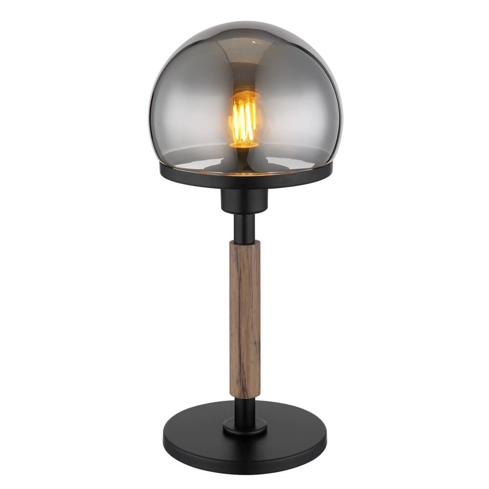 Tischlampe Haku schwarz mit Rauchglas