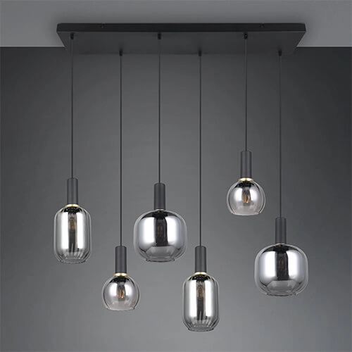 Hängelampe für das Esszimmer Diva 6-flammig – Rauchglas Trio 4017807614572