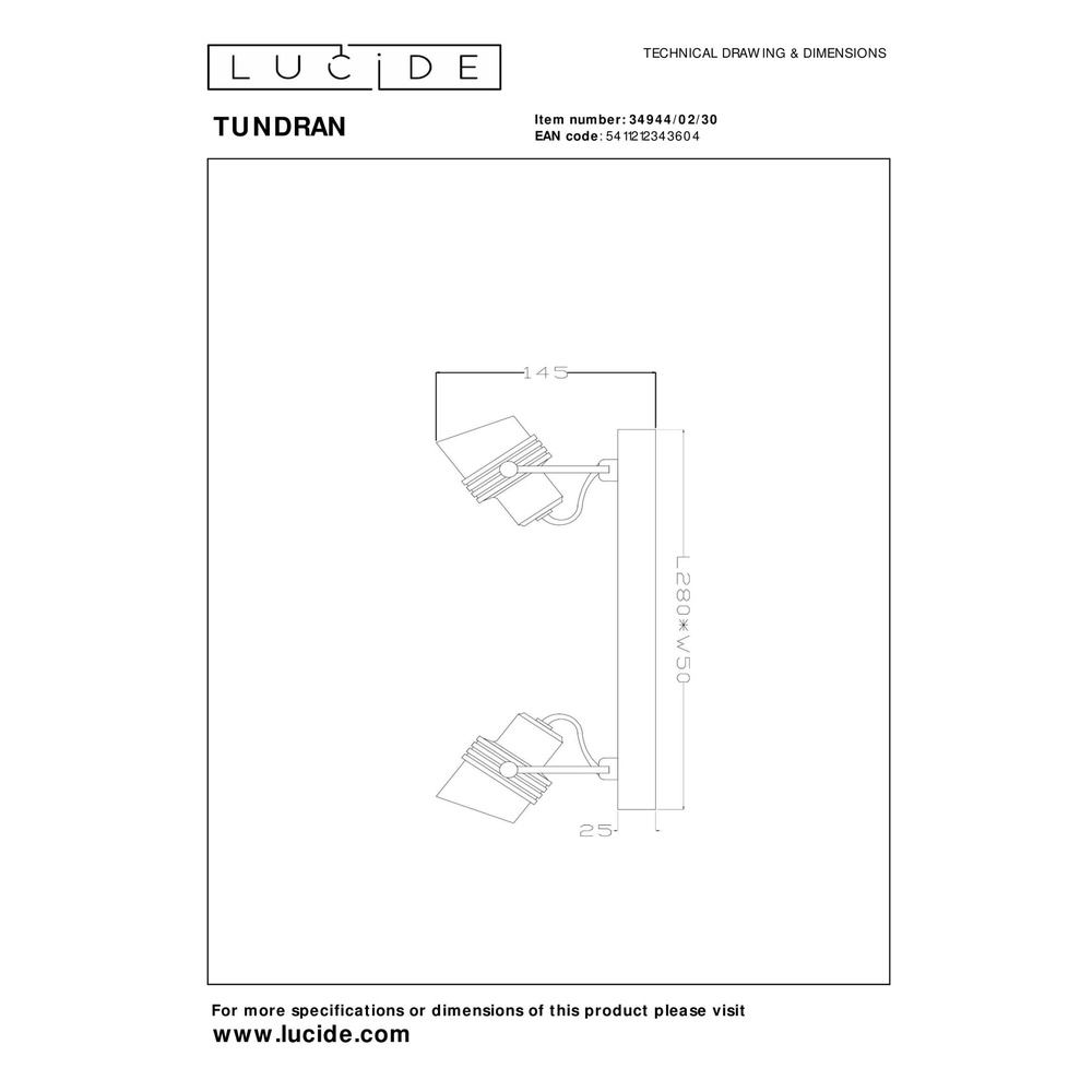 Deckenlicht Tundran Schwarz Lucide 5411212343604
