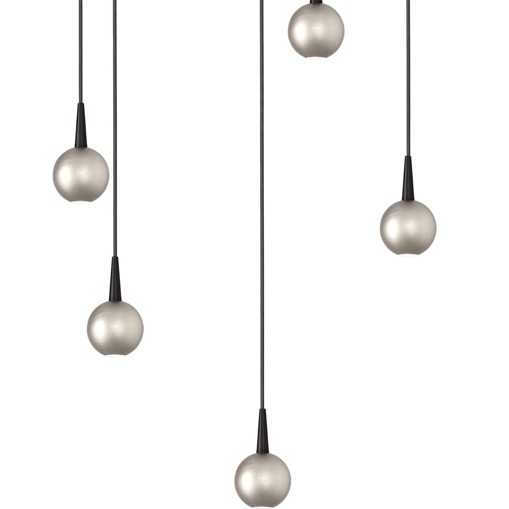 5-Licht Pendellampe Talana schwarz mit Nickel Ø 35 cm DTW Masterlight 8718121352282