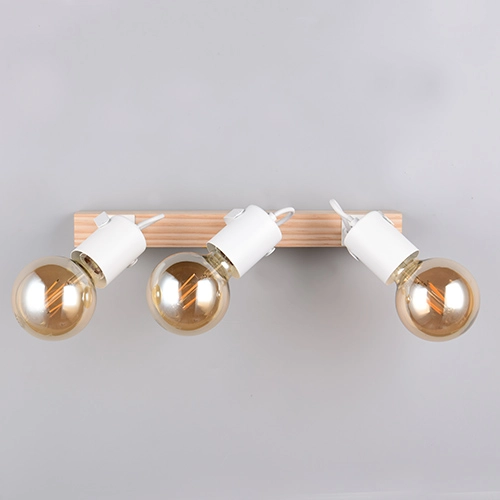 Deckenlampe 3-Leuchten Lynar Weiß mit Holz Trio 4017807672015