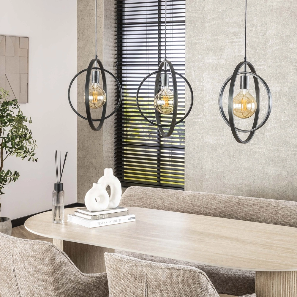 Esstisch-Pendellampe Turn 3L - Ø 40cm - Holzkohle Lyora 8716803513167