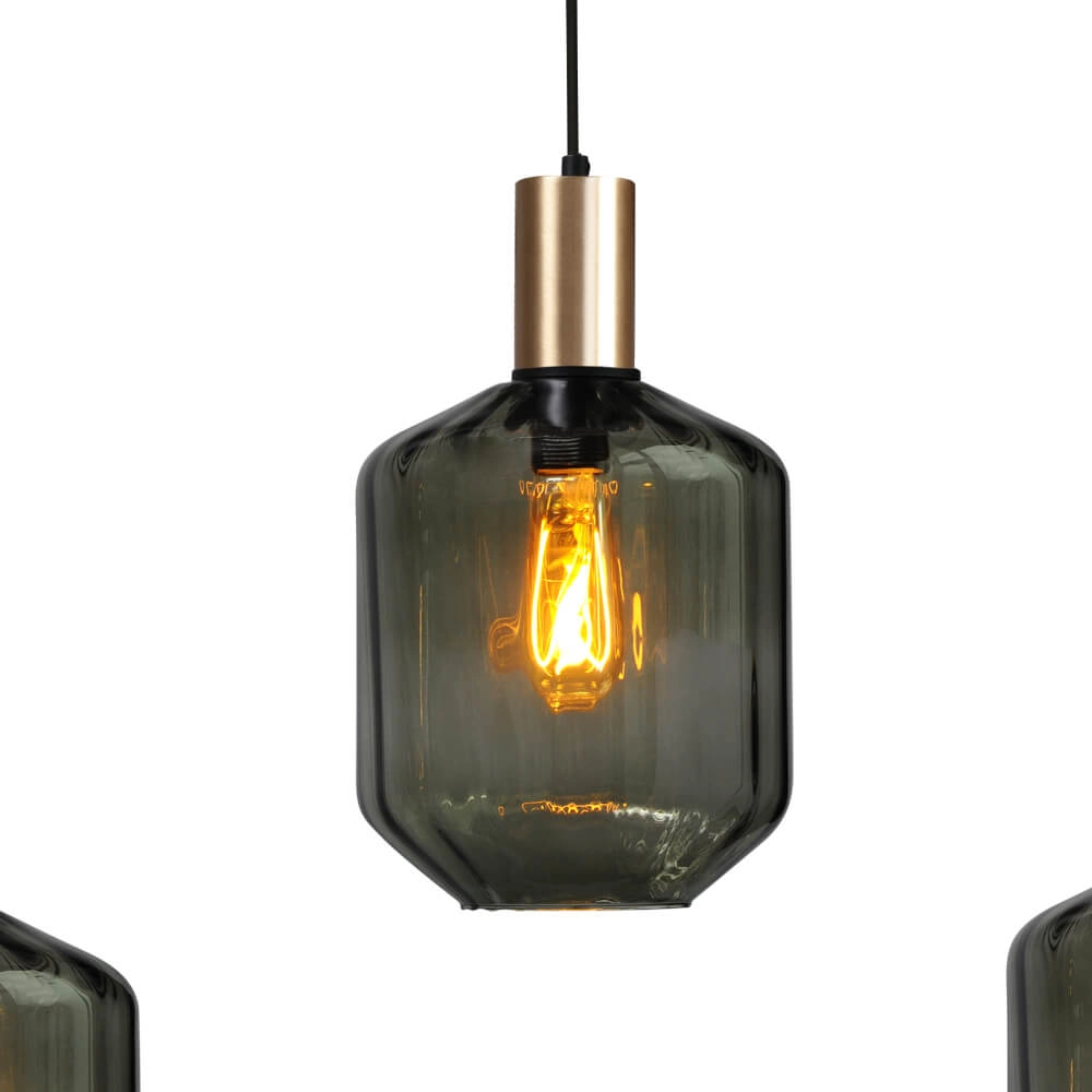 5-flammige Hängelampe - Gold - Porto mit grünen Jagger-Gläsern Masterlight 8718121270272