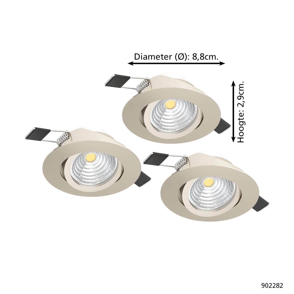 Set mit 3 Einbaustrahlern Saliceto nickel Ø 8,8cm - 6,4W Eglo 9008606358922