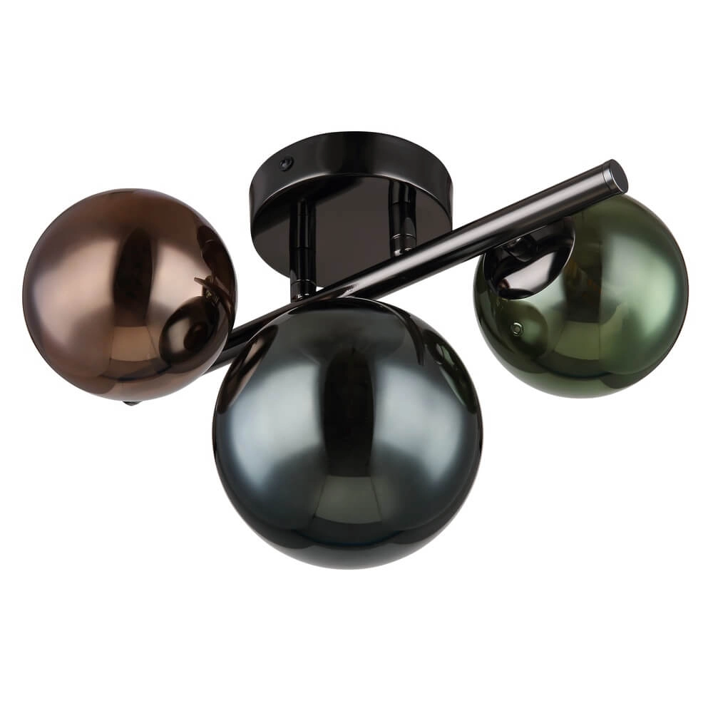 Schwarze Wandleuchte Riha Farbiges Glas 3-flammig Globo 9007371453108