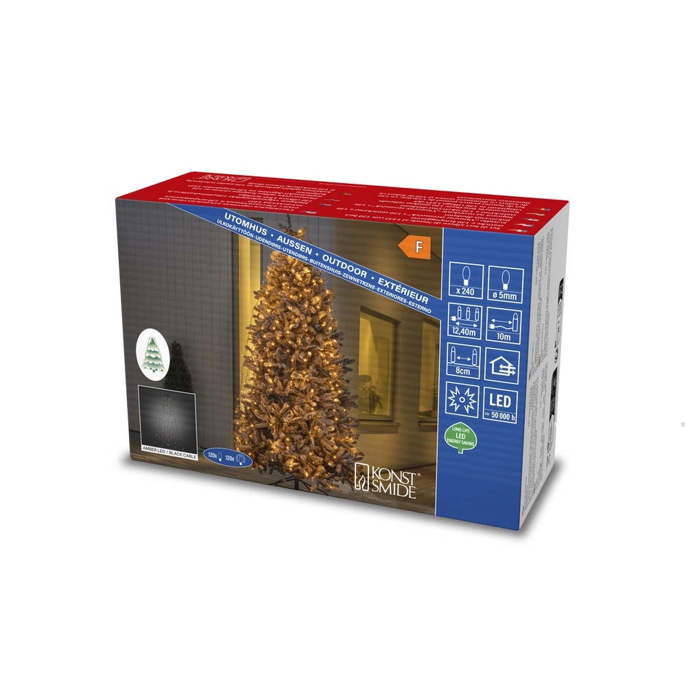 Beleuchtungsset 240cm - 8x 30 led - 2200K für den Weihnachtsbaum KonstSmide 7318306320818