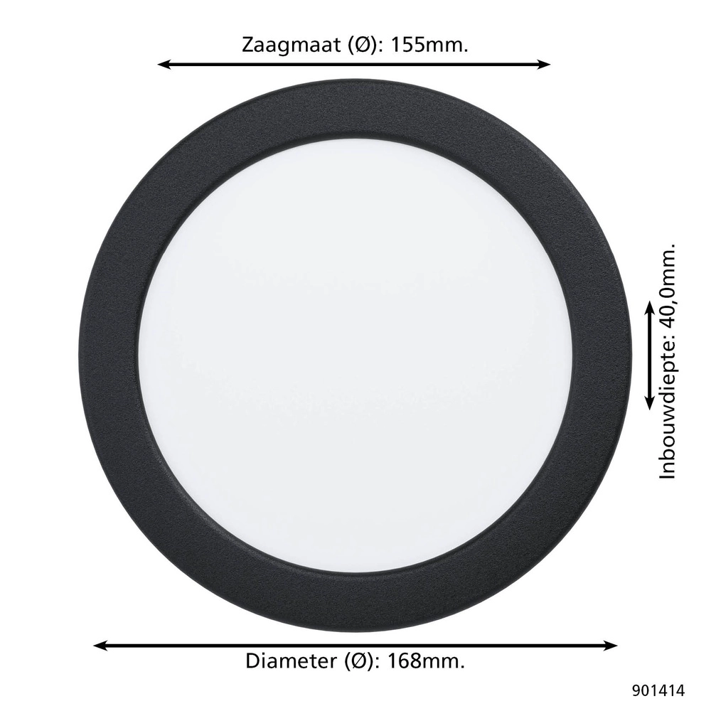IP44-Deckenlicht Fueva 6 rund – schwarz – Ø 16,8 cm Eglo 9008606330928